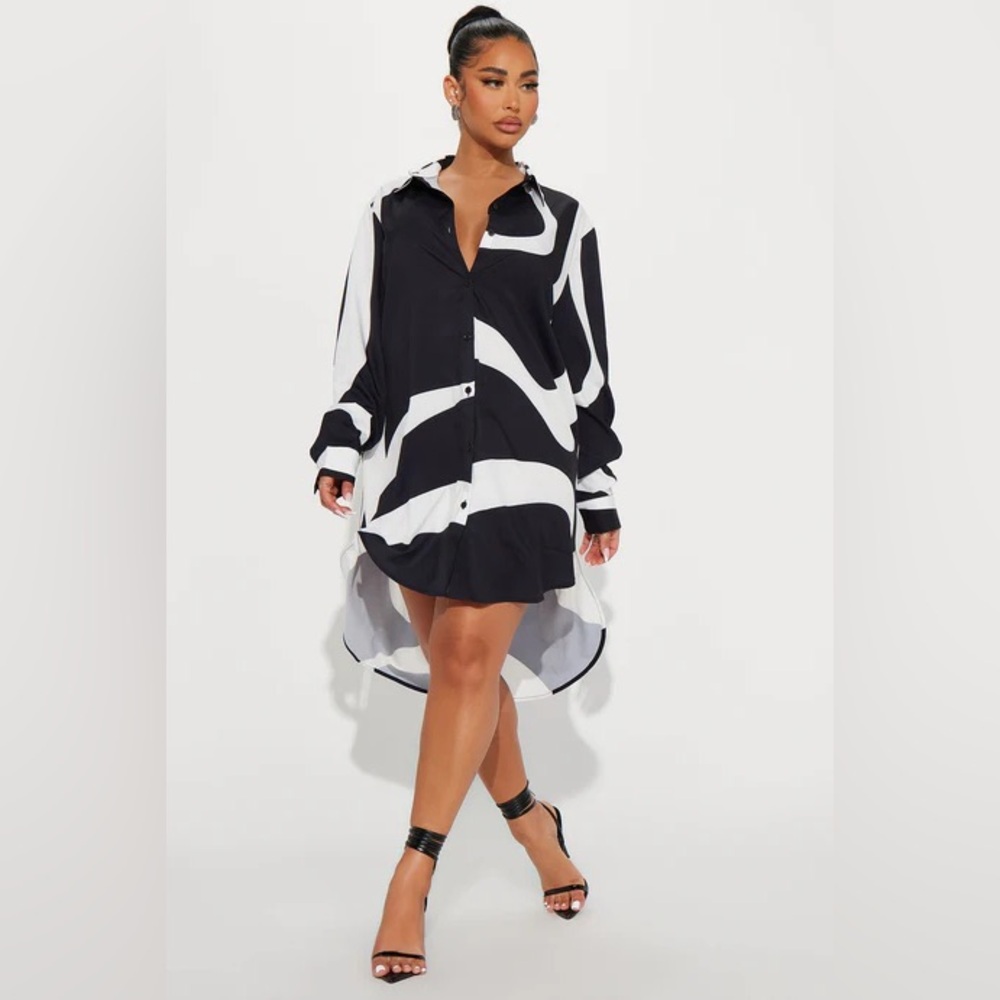 Fashion Nova Jayde Button Up Mini Shirt Dress- Size M